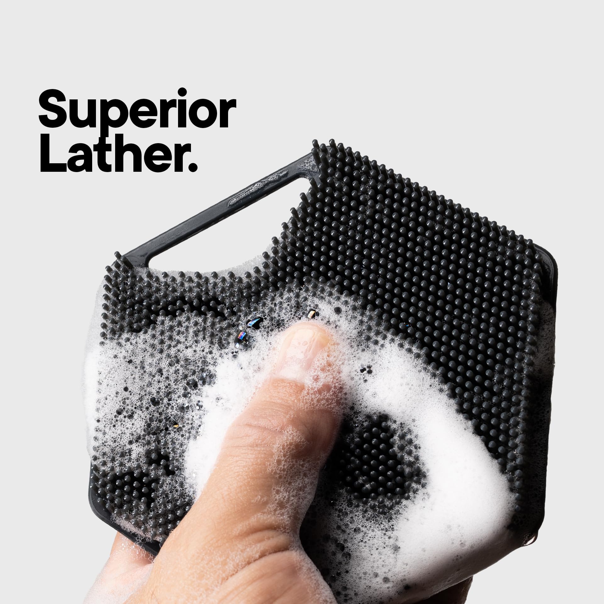 TOOLETRIES Body Scrubber 2.0 & Shower Hook - Silicone Scrubber for Cleaning and Exfoliating with Storage Hook - Extra Long Bristles with Ergonomic Handle, Long-Lasting & Easy to Clean